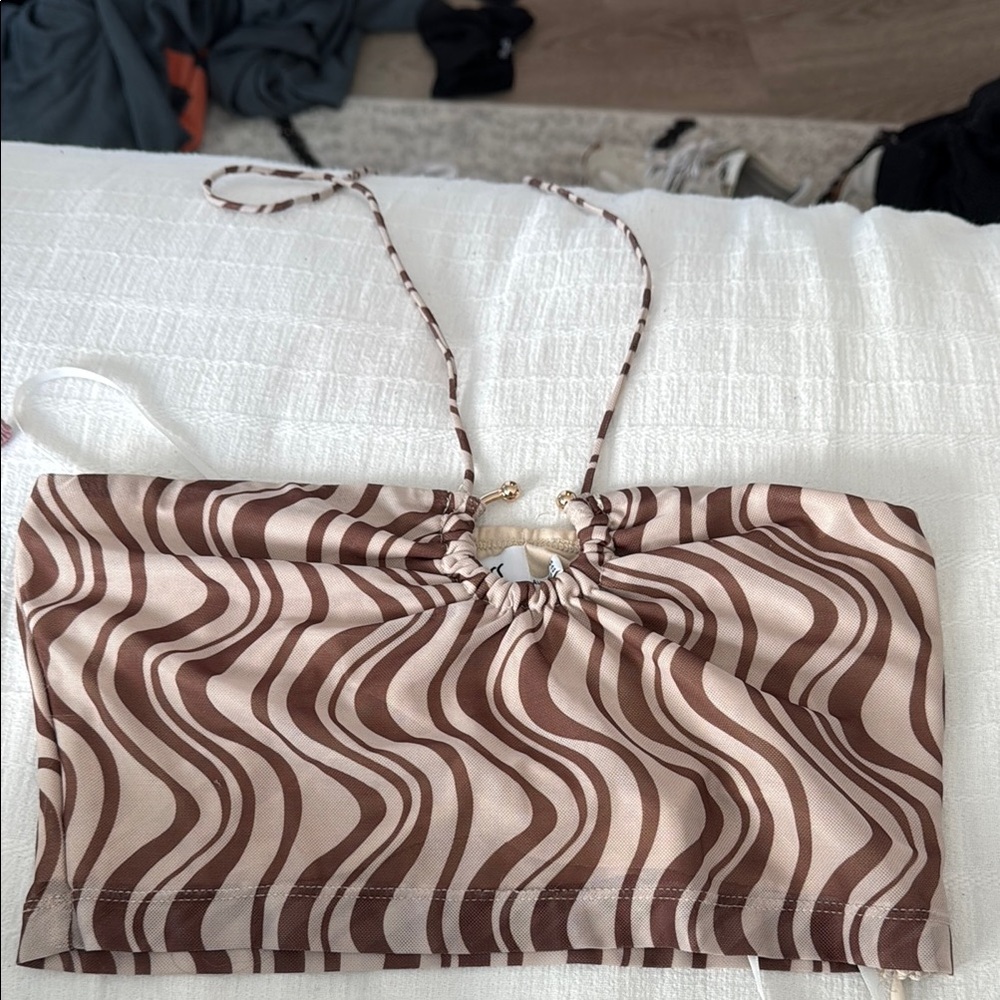 Brown and Cream Halter Top